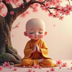 小和尚静心打坐禅意图片唯美_禅意小和尚打坐图，心静神闲，适合冥想瑜伽或阅读，手机电脑壁纸优选