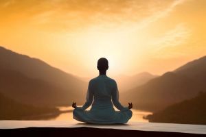 禅意修行女子打坐图片_小姐姐闭眼打坐，捧书或茶杯入定，画面宁静，适合冥想和放松