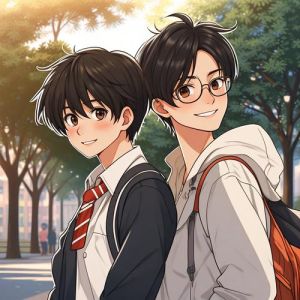 校园风二次元情侣头像_二次元情侣头像，校园范浪漫必备！