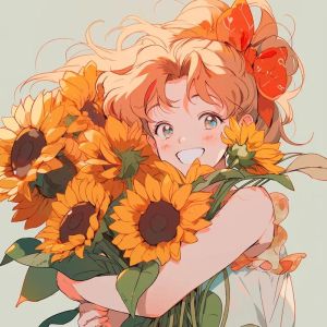 手捧向日葵的情侣头像_甜蜜向日葵情侣头像，活力幸福，互相支持！