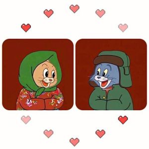 猫和老鼠情侣头像一对_对称猫咪老鼠情侣头像，可爱温馨，甜过微信QQ头像！