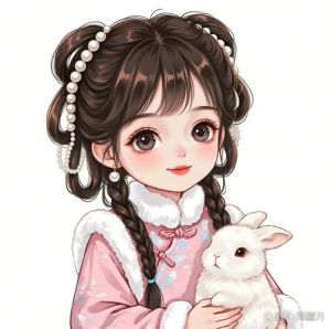 女孩抱着兔子情侣头像_萌兔情侣头像，微信QQ必备，增进感情又可爱！