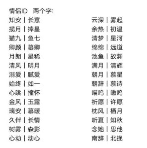 温柔的情侣名2个字_情侣俩字名，依偎温馨，谁的最甜？