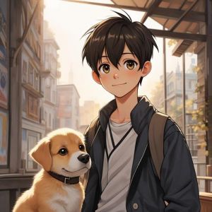 男孩子抱狗狗头像图片_暖心狗狗头像是你的微信个性标签