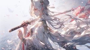 古风女子持剑杀气图片_红衣古美女持剑酷炫，武侠仙侠网站封面优选！