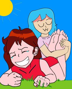 挠动漫女生脚心图_动漫女孩机械手挠脚心搞笑表情图，适合社交圈分享，可做屏保教学素材！