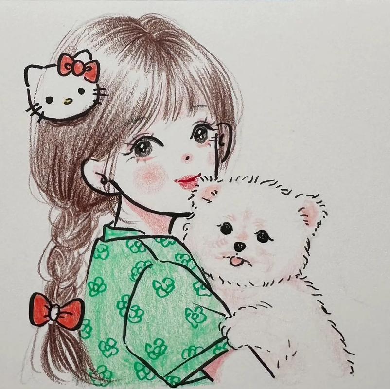 可爱图案手绘少女_可爱活力少女画，适合儿童房，手机电脑屏保优选