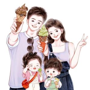 一家四口头像一儿一女情侣头像_可爱四口之家漫画头像，温馨QQ微信微博必备！