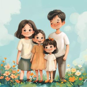 两个女儿温馨全家头像_全家福手机屏保，温馨幸福，秀出家庭爱