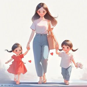 母亲女儿亲子卡通图片_温馨亲子卡通风，头像屏保桌面必备